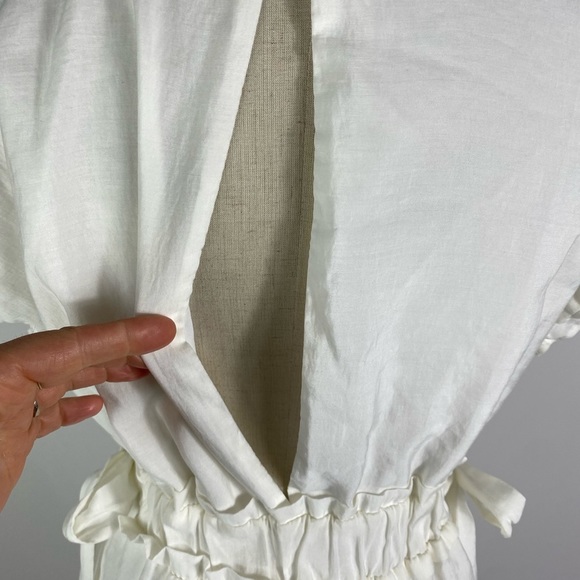 ZARA White V-neck Side Tie Mini Dress Womens Small - Picture 7 of 10